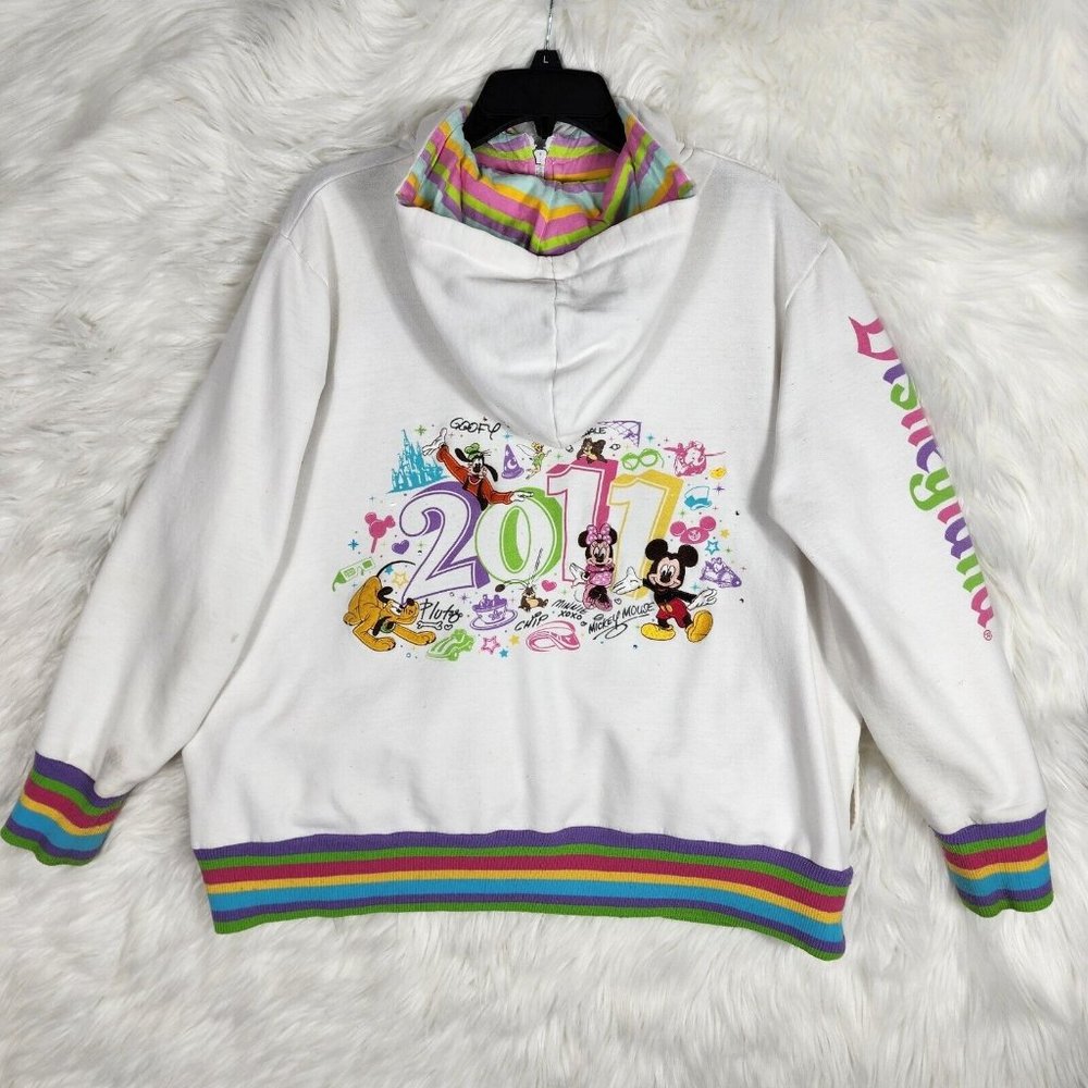 Disney Parks Hoodie Jacket Womens Adult 2X Mickey Minnie Zip Ivory Jacket